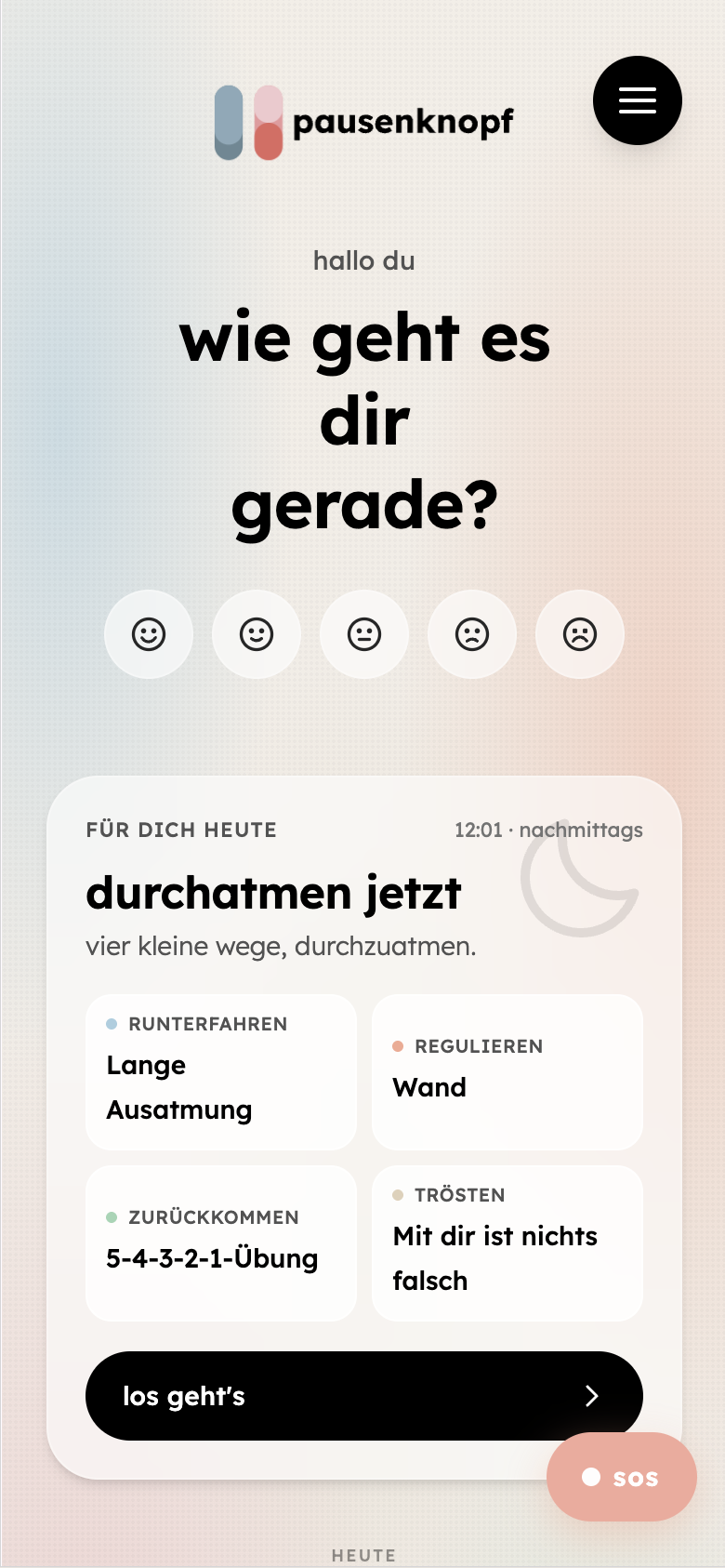 Pausenknopf App Screenshot